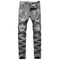 Straight Pants Zipper Denim Men's Ripped Jeans Mid Waisted Jeans